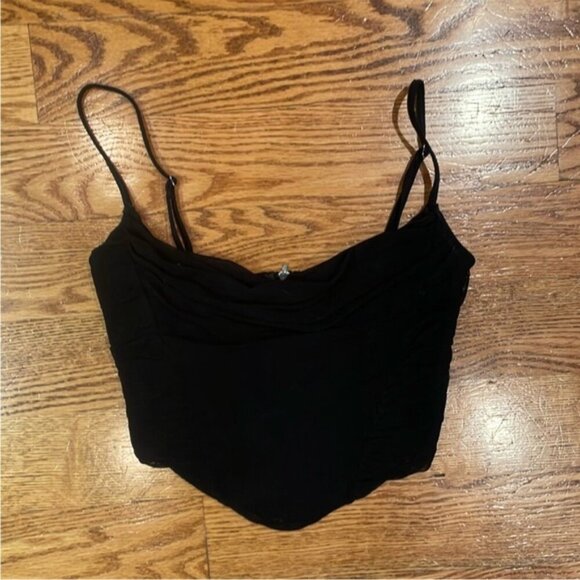 White Fox Boutique Corset Top Cropped Bustier Draped Black Size XS - Picture 5 of 16